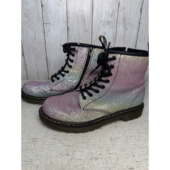 Dr. Martens Shoes - Dr. Martens Rainbow Glitter 8-Eye Lace Up Combat Boots Youth 3/US Women's 5 Zip